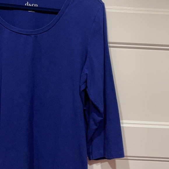 Denim&co Essentials scoop neck 3/4 sleeve top blue size 1X - Picture 3 of 5